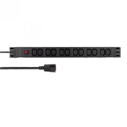 Prelungitor PDU 19" 1U IEC C14 la 12 x C13 1.8m Negru, Logilink PDU12A1