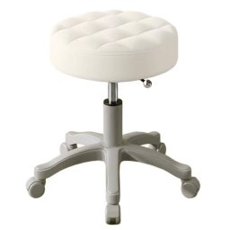 Taburet cosmetic cu roți NBW, Alb, Rotativ 360 grade