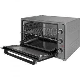 Mini Cuptor Elite EMO-70300G, 2000W, 70 l, 3 funcții, Sticlă dublă, Încălzire ascunsă pe fund, Termostat, Cronometru, Gri