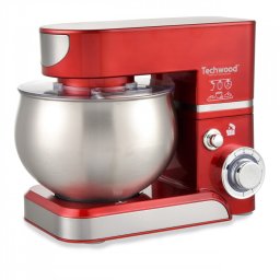 Mixer planetar Techwood TRO-1065, 1000W, 5 litri, 6 viteze, Pulse, Protectie la suprasarcina, Rosu/Inox