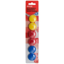 Accesorii birotica Magneti forma rotunda, diametru 30mm, 6 buc/blister, Office Products - culori asortate