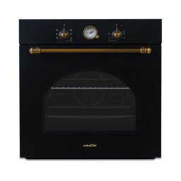 Cuptor incorporabil electric NBIO-9750RANT, 8 functii, 2 butoane, timer mecanic, 60L, sticla dubla, design rustic, Antracit