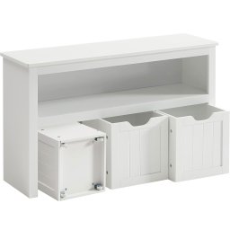 Comoda VASAGLE pentru depozitare jucarii, 3 cutii mobile, alb, 102x30x60 cm
