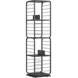 Biblioteca rotativa 360° Vasagle cu 5 polite MDF si cadru metalic, neagra