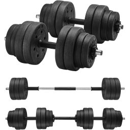 Set gantere si haltera reglabila SONGMICS 30 kg, cu bara din otel