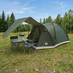 Tent Cabina Verde militar 4 persoane Poliester si otel GartenMobel Dekor