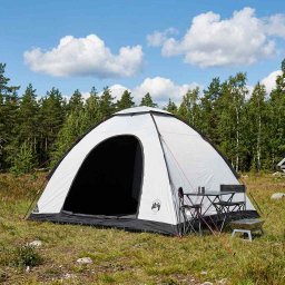 Cort de Camping cu acoperis Alb Blackout 275 x 215 x 125 cm GartenMobel Dekor