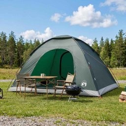 Cort de Camping cu acoperis Verde Army 335 x 275 x 180 cm GartenMobel Dekor