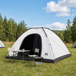 Cort de Camping cu acoperis Alb Blackout 335 x 275 x 180 cm GartenMobel Dekor