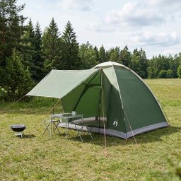 Cort de Camping cu acoperis Verde 2 persoane Poliester si otel GartenMobel Dekor