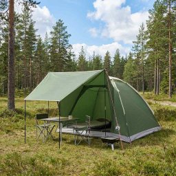 Cort de Camping cu acoperis Verde 4 persoane Poliester si otel GartenMobel Dekor