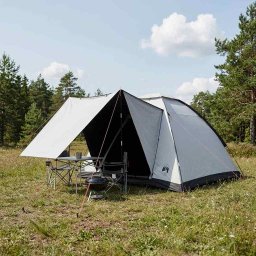 Cort de Camping cu acoperis Alb Blackout 275 x 215 x 125 cm GartenMobel Dekor