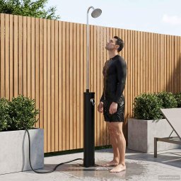 Dus solar cu cap de dus PVC, ABS, Aliaj de zinc Negru GartenMobel Dekor