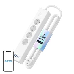 Prelungitor MSP844(EU) banda de alimentare inteligenta cu incarcare rapida, 4 prize + 2x USB-A + 2x USB-C (Matter)