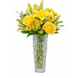 Vaza decorativa eleganta Pufo Glam din sticla pentru flori si aranjamente, 15 cm- design modern pentru living si decor interior