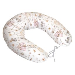 Perna pentru gravide si alaptare cu husa detasabila din bumbac 100% si umplutura antialergica BabySoft Circ Roz Amy