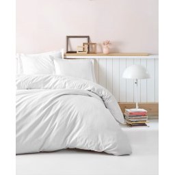 Set husa pilota + fata de perna, satin bumbac 100%, 135x200 cm + 80x80 cm, alb - Verificat A · Re-Bloom
