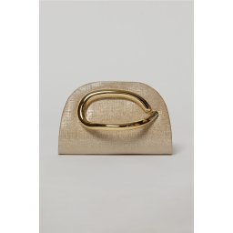 Geanta aurie cu design modern stralucitor si maner metalic