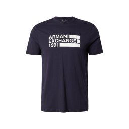 ARMANI EXCHANGE Tricou bleumarin / alb