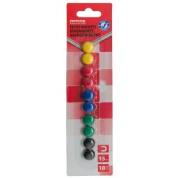 Accesorii birotica Magneti forma rotunda, diametru 15mm, 10 buc/blister, Office Products - culori asortate