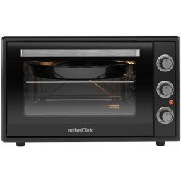 Cuptor electric 60L, 2000W, plite electrice 1500w + 1000w, grill, timer, termostat, sticla dubla, ventilator, iluminare, Negru