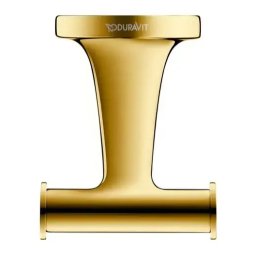Agatatoare prosop Duravit, Towel hook double Starck T, dublu, montare pe perete, fixare ascunsa, auriu lucios