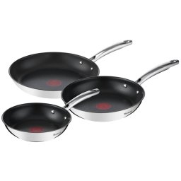 Set de tigăi cu 3 piese Tefal Duetto G732S334 de 20/24/28 cm, inducție, înveliș antiaderent, exterior inox