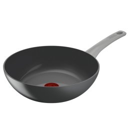 Tigaie wok 28 cm Tefal Renew On C4271932, 100% aluminiu reciclat, indicator Thermo-Signal, compatibil cu inductia, invelis ceramic, gri