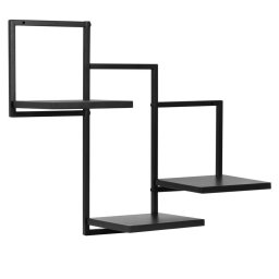 Raft de perete decorativ cu 3 polite din MDF si cadru metalic, negru