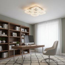Lustra LED Renato Nobile 54W cu telecomanda, cristal, 4 patrate, alb
