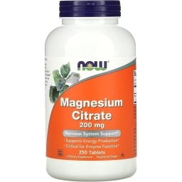 Citrat de Magneziu pentru Energie, Tranzit Intestinal si Constipatie - NOW Foods, 250 tablete