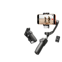 Stabilizator Telefon iSEN CM9 AI Version, Gimbal 3 Axe, Negru, Modul AI Tracking, Lumina Fill Light, Bluetooth, 1400mAh, Tripod, Telecomanda