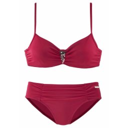 LASCANA Costum de baie două piese roșu cireș / argintiu