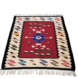 Carpeta mare tesuta la razboi - 60 x 63 cm - centru rosu 2
