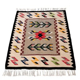 Carpeta mare tesuta la razboi - 60 x 63 cm - centru gri 2