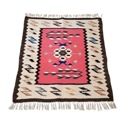 Carpeta mare tesuta la razboi - 60 x 63 cm - centru roz