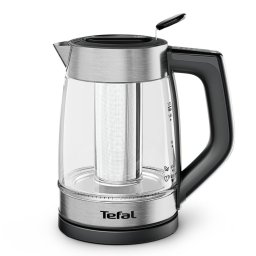 Fierbator Fierbator de apa Tefal Element BJ760DE0, 2200 W, 1.7 L, 5 trepte temperatura, indicator luminos temperatura, infuzor pentru ceai, baza rotativa, argintiu & negru