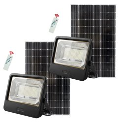 Set 2 Proiectoare Solare LED 800W Innova Smart Home Cyborg, IP67, Panouri Solare 35x35 cm si Telecomenzi