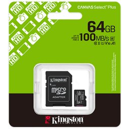 Card Memorie microSDXC Kingston Canvas Select Plus Android A1, 64Gb, Clasa 10 UHS-1 U1, Cu Adaptor SDCS3 64GB