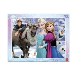 Puzzle cu rama Frozen pentru copii, La plimbare, 40 piese