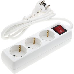 Prelungitor Rebel cu 3 prize, intrerupator si cablu 3x1,5 mm², 5 m