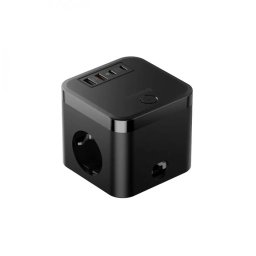 Incarcator Retea Baseus Wall charger PowerCombo Cube 3x AC 2x USB-C 2x USB-A 30W Cablu 1.5M Negru