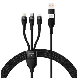 Cablu Incarcare Baseus USB-A / USB-C - Lightning / microUSB / USB-C Flash Series II 100W 1.2m Negru