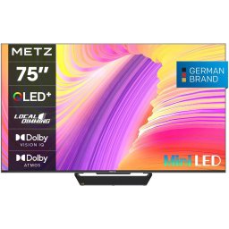 Televizor Metz Mini LED 75MNE9000 189cm 75inch Smart Google TV 4K Ultra HD 120Hz Clasa F Model 2024 Negru