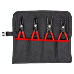 KNIPEX circlip pliers set O 19 - 60mm, 4-piece red, 2x straight tips, 2x 90Â° tips, in roll-up bag