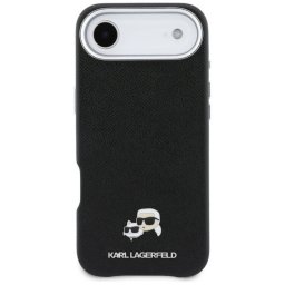Husa Karl Lagerfeld Apple iPhone 17 Air Karl & Choupette Head's Pin Negru