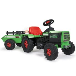 Piros elektromos utánfutós traktor - 6V