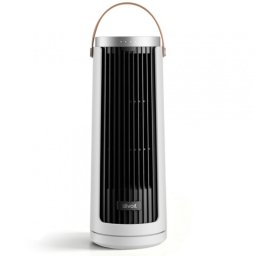 Ventilator portabil tip turn Levoit Windi Mini Plus, 7,5 W, 5 trepte de viteza, Autonomie de pana la 20 de ore, Oscilatie, Temporizator, Telecomanda, Alb/Negru