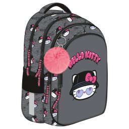 Ghiozdan Scolar Copii, BP58 Hello Kitty Grey, 4 Compartimente, Ergonomic, 22L, 40x28x18cm