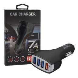 CAR CHARGER 4 X USB 7A BLACK VEGA FASTON FAST CHARGER QUICK 4XUSB 3.0 3500mAh